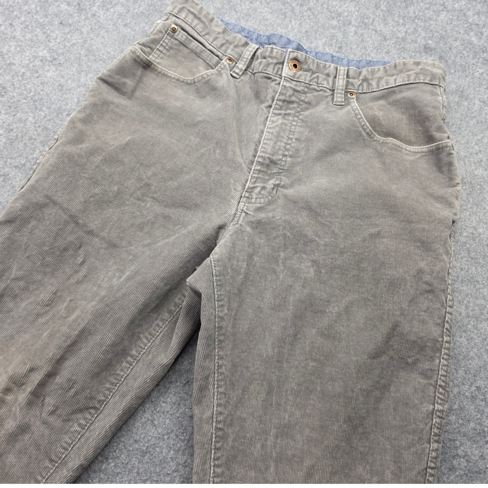 LL Bean Men Grey Corduroy Straight Leg Five Pocket Casual Pants Grey 34x30